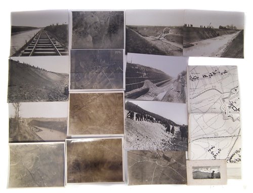 Lot 340 - Collection of WW1 aerial photos, construction photos and maps