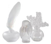 Lot 24 - Lalique owl and two scent bottles