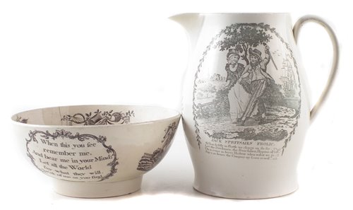 Lot 28 - Creamware jug and a bowl