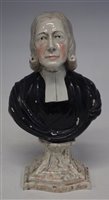 Lot 38 - Staffordshire bust of Reverend John Wesley