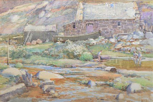 Lot 280 - Samuel John Lamorna Birch, "Penberth Cove, Cornwall", watercolour.