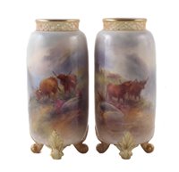 Lot 99 - Pair of Royal Worcester vases by Harry Stinton