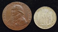 Lot 16 - Peterborough Bank Token, 1811, silver and bronze Manchester Halfpenny Token, 1793 (2).