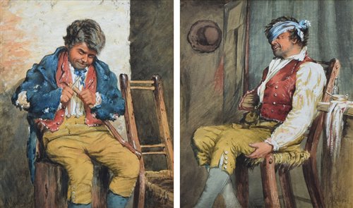Lot 306 - A. Megson, Portraits of seated soldiers, watercolour (2).
