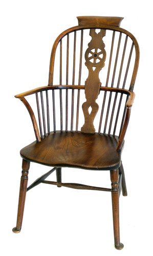 Lot 356 - Mid 19th century ash and elm wheel-back Windsor chair.