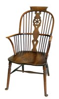 Lot 356 - Mid 19th century ash and elm wheel-back Windsor chair.