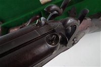 Lot 16 - Williams and Powell double 10 bore percussion sporting gun with leather case