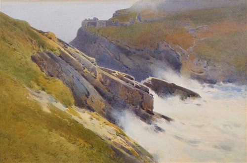 Lot 309 - Arthur Tucker, "Tintagel, Cornwall", watercolour.