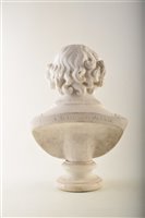 Lot 332 - A 19th century marble and alabaster bust of Shakespeare by A. Baily.