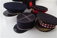 Lot 248 - British Army uniform with cap, also three other caps, Sam Browne, and guide books.