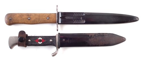 Lot 169 - German Third Reich Hitler Youth knife and scabbard also one other knife and scabbard.