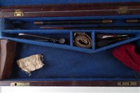 Lot 20 - Joseph Bourne percussion rifle with a period case and accessories