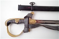 Lot 177 - WW2 German Third Reich model 1693 Wrangel sword by Carl Eichhorn, with knot and scabbard.