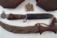 Lot 255 - Collection of items including a Hitler Youth knife, Spanish Blue Legion Volunteers medal