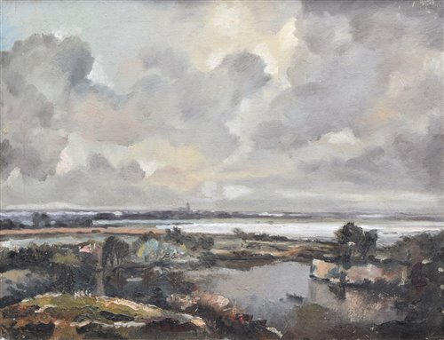 Lot 198 - Rowland Suddaby, Suffolk landscape, oil.