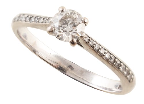 Lot 76 - A diamond solitaire 18ct white gold ring