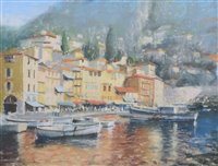 Lot 283 - Marc Grimshaw, Italian lake scene, pastel.