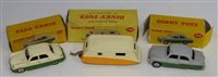 Lot 77 - Dinky Toys Vauxhall Cresta saloon No. 164, Ford Zephyr saloon No. 162 and caravan No. 190.