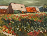 Lot 233 - Stephanie Dingle, "Poppy Field", oil.