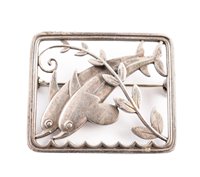 Lot 44 - Georg Jensen silver double dolphin brooch