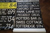 Lot 18 - Two London Transport Bus destination blinds, together with six route number blinds, and a collection of route 441c paper signs.