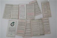 Lot 50 - London 1932 Tramways routes time table together with eleven others from 1951 - 1964