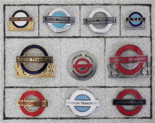 Lot 7 - Nine London Transport bus and underground enamel cap badges