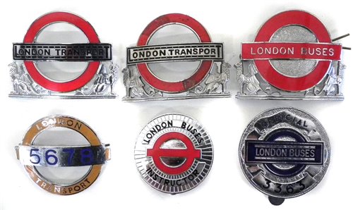 Lot 30 - Six London Transport bus and underground enamel cap badges
