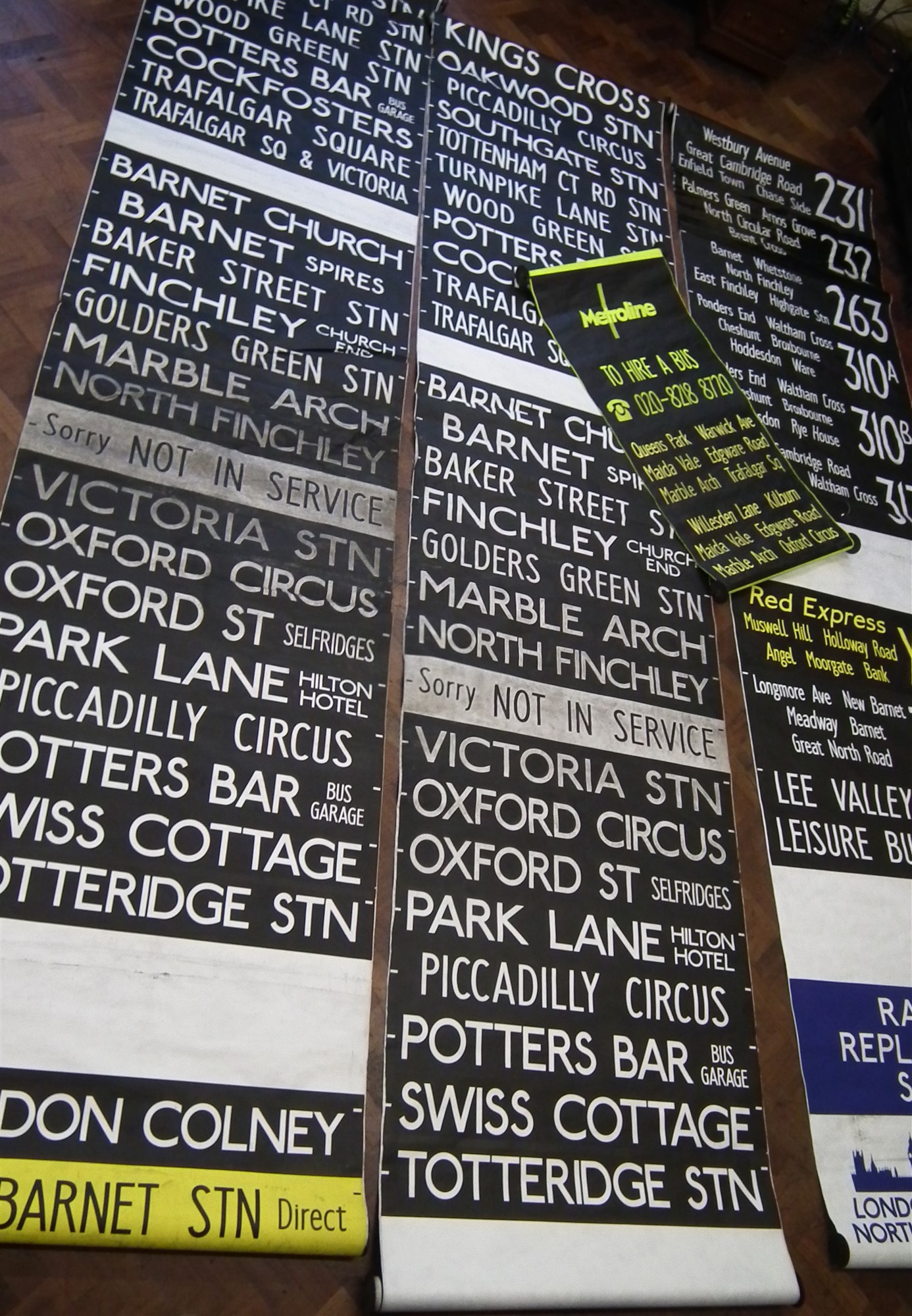 Lot 25 - Four London Transport Bus destination blinds