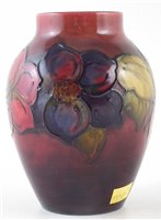 Lot 74 - Moorcroft flambe vase, decorated with clematis pattern