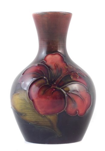 Lot 81 - Moorcroft flambe vase, decorated with Hibiscus pattern