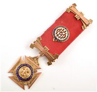 Lot 216 - Boxed 9ct gold and enamelled RAOB medallion