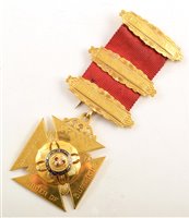 Lot 259 - Boxed 9ct gold and enamelled RAOB medallion