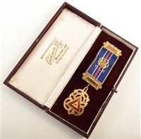 Lot 260 - Boxed 9ct gold and enamelled RAOB President’s medallion