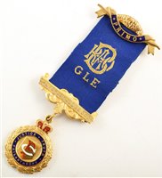 Lot 262 - Small boxed 9ct gold and enamelled RAOB medallion