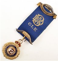Lot 270 - Small 9ct gold and enamelled RAOB medallion