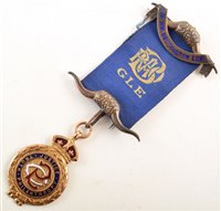 Lot 271 - Small 9ct gold and enamelled RAOB medallion