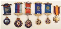 Lot 285 - Thirty one RAOB silver, silver gilt and enamelled medallions with ribbons and bars, assorted lodges, dates ranging from early to late 20th century.