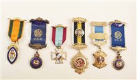 Lot 289 - Thirty one RAOB silver, silver gilt and enamelled medallions with ribbons and bars, assorted lodges, dates ranging from early to late 20th century