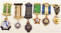 Lot 294 - Seventeen boxed RAOB silver, silver gilt and enamelled medallions with ribbons and bars, assorted lodges