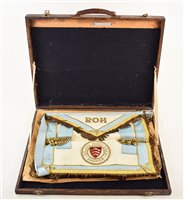 Lot 348 - Five cases containing RAOB regalia, to include chains of office, sashes, armlets etc