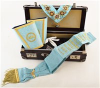 Lot 348 - Five cases containing RAOB regalia, to include chains of office, sashes, armlets etc