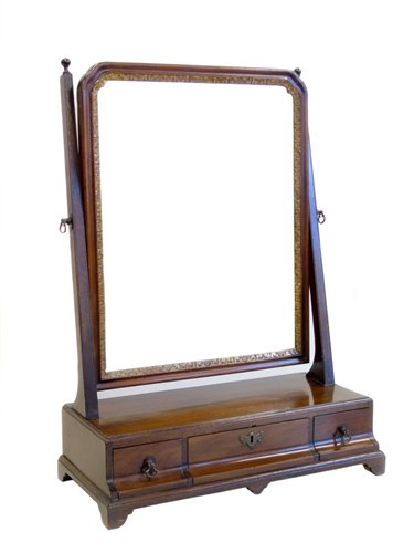 Lot 378 - George III mahogany dressing table mirror.