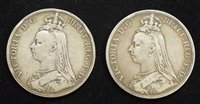 Lot 26 - Two Queen Victoria 1889 and 1890 Crowns (2).