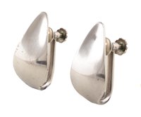 Lot 130 - Pair of Georg Jensen silver earrings by Nanna Ditzel