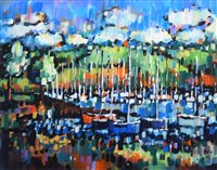 Lot 261 - Olivia Pilling, "Sun going down on Mylor Harbour, Cornwall", acrylic.