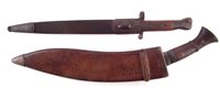 Lot 147 - 1888 pattern bayonet and scabbard and a Gurkha knife.