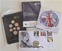 Lot 88 - Silver proof coin sets, modern commemorative Royal Mint coins, assortment modern coinage and notes.