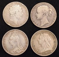 Lot 60 - Four assorted Crowns to include three Victoria and one George III (4).