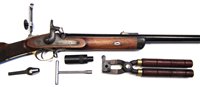 Lot 48 - Parker Hale (Birmingham) .451 muzzle loading percussion rifle with Rex Holbrook sights bullet mould, sizing die punch and nipple key